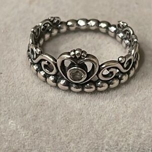 Pandora 925 Sterling Silver Princess Tiara Crown Ring 👑